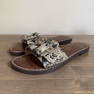 Sam Edelman Womens 7M Granada Snakeskin Slip On Slides Sandals‎ Buckle Flat